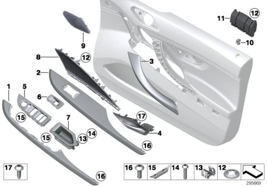 Moldura Embellecedor Puerta Delantera Aluminio Hexagon Para Bmw F06. Original Recambios