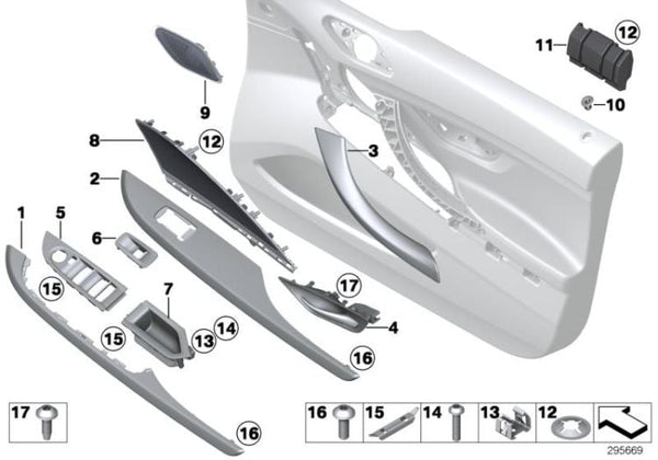 Moldura Embellecedor Puerta Delantera Aluminio Hexagon Para Bmw F06. Original Recambios