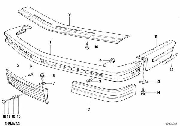 Zierstreifen delantero izquierdo para BMW E24 (OEM 51141972595). Original BMW.