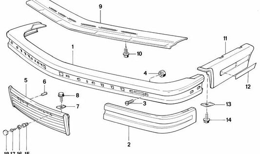 Moldura paragolpes delantero derecho para BMW E24 (OEM 51111967618). Original BMW