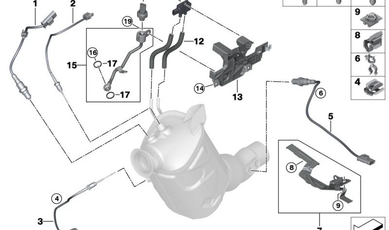 Soporte para Sensor para BMW G42, G20, G21, G28, G22, G23, G26, G30, G31, G32, G11, G12, G01, G02, G05 (OEM 13628579354). Original BMW