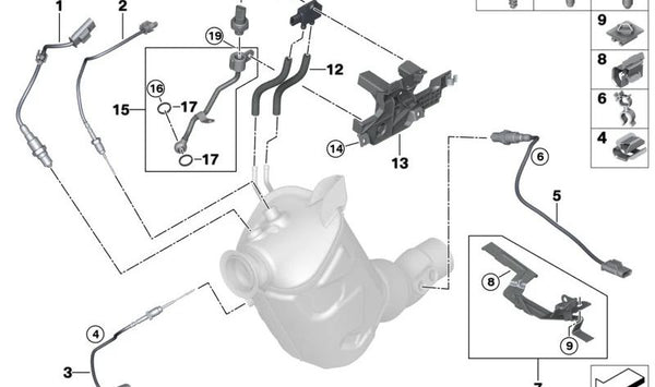 Sensor de presión diferencial para BMW F40, F44, F45N, F46N, G42, G20, G20N, G21, G21N, G28, G28N, G22, G22N, G23, G23N, G26, G26N, G30, G30N, G31, G31N, G32, G32N, F48, F48N, F39, G01, G01N, G02, G02N, G05, MINI F54, F54N, F55, F55N, F56, F56N, F57, F60,