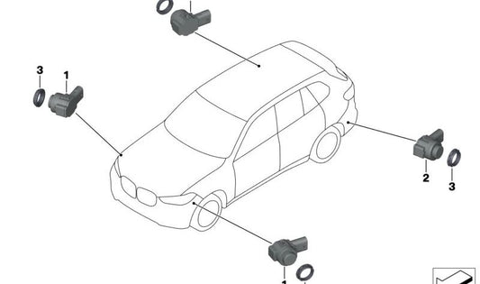 Sensor de aparcamiento ultrasónico gris ártico OEM 66209826959 para BMW G11, G12, G05, G06, G07. Original BMW