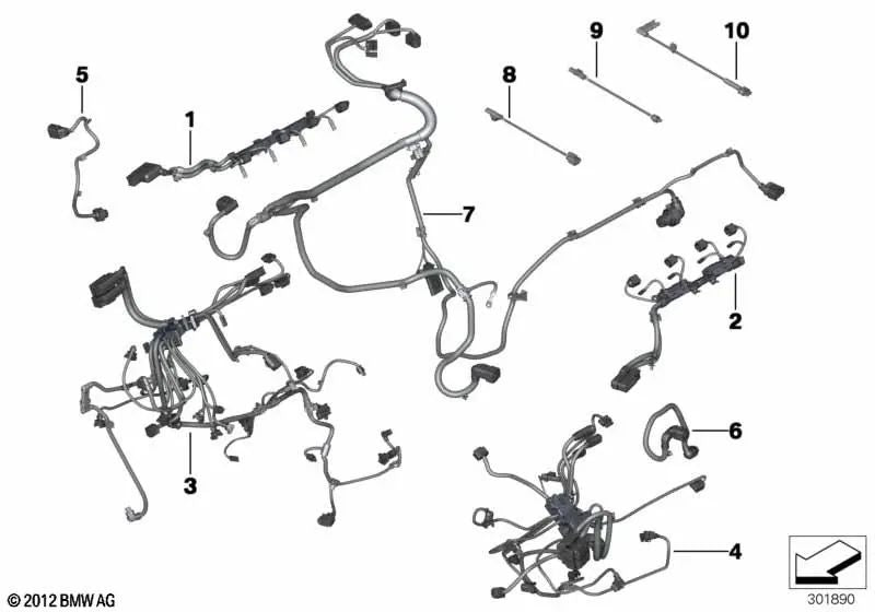 Arnés de cables del motor módulo del inyector para BMW F07, F10N, F11N, F06, F12N, F13N, F01N, F02N (OEM 12518631984). Original BMW