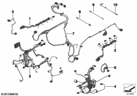 Arnés de cables del motor módulo del inyector para BMW F07, F10N, F11N, F06, F12N, F13N, F01N, F02N (OEM 12518631984). Original BMW