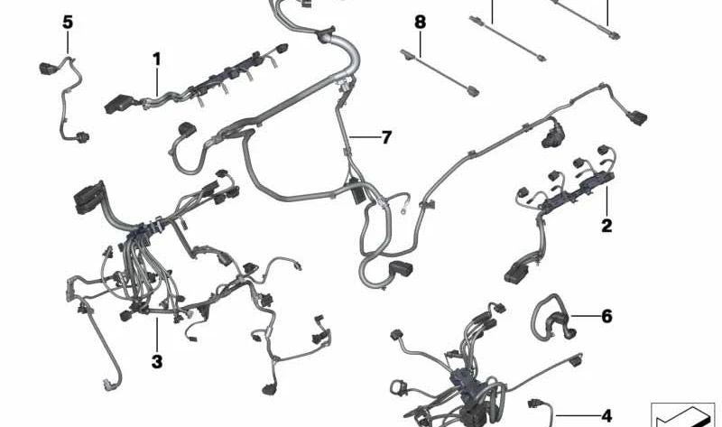 Sensory Motor Wiring Harness for BMW 5 Series F10N, 6 Series F06, 7 Series F01N, F02N (OEM 12517637049). Original BMW