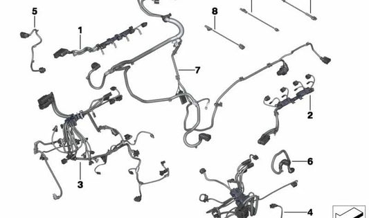 Engine wiring for BMW F07, F06, F12, F13, F01N, F02N (OEM 12517633255). Genuine BMW