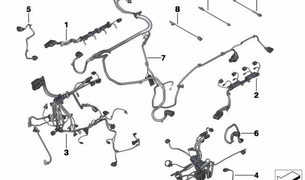 Arnés de cables sensores motor OEM 12518654756 para BMW F07, F10, F11, F06, F12, F13, F01, F02. Original BMW.