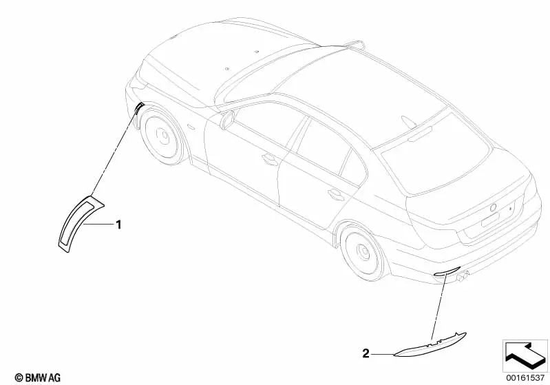 Reflector lateral derecho para BMW E60N, E61N (OEM 63147185744). Original BMW