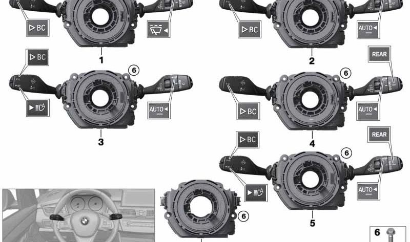 Centro de Conmutación del Volante para BMW Serie 2 F45, X1 F48, F49, X3 F25 (OEM 61319368597). Original BMW