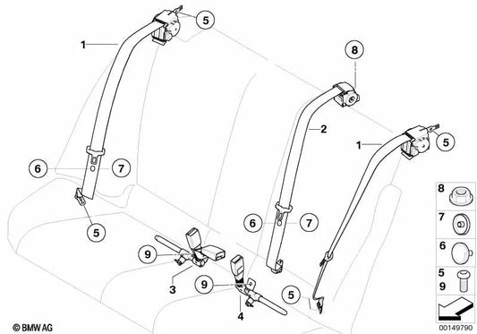 Gray Obergurt for BMW 3 Series E91N (OEM 72119160129). Genuine BMW.