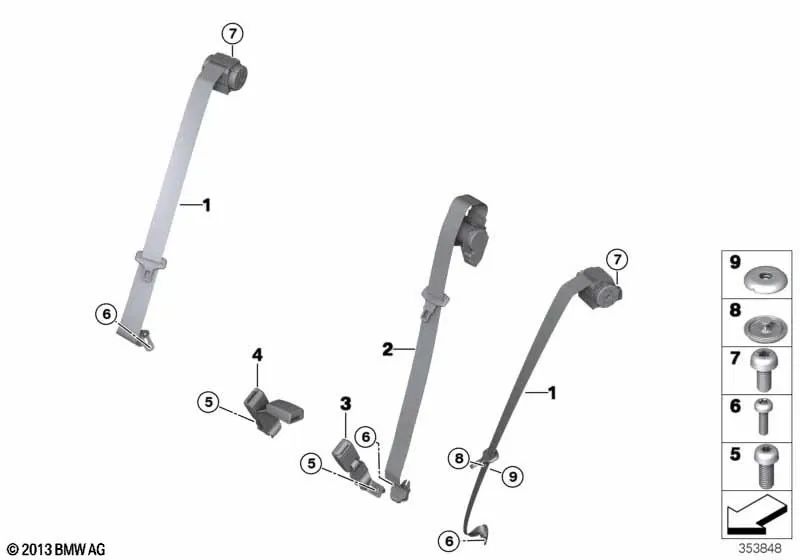 Obergurt arrière central pour BMW X1 E84 (OEM 7211293602). BMW d'origine.