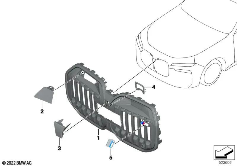 Front dekoratives Netz für BMW 7 G70 -Serie (OEM 51135A883A8). Original BMW