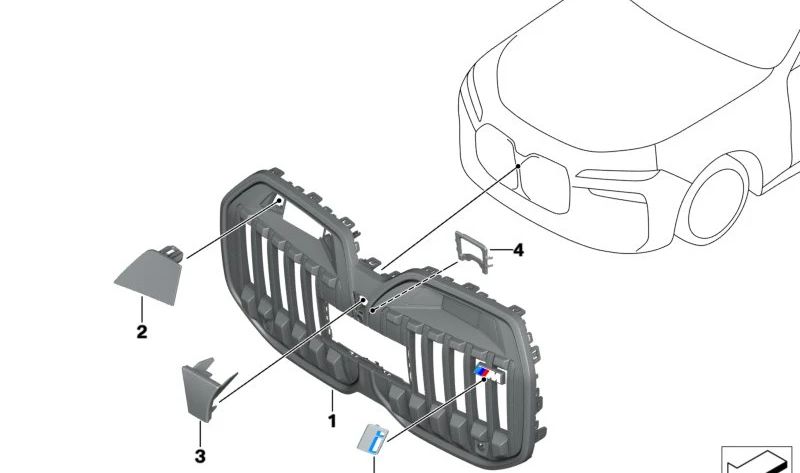 Rejilla Decorativa Frontal para BMW G70 (OEM 51135A261E9). Original BMW.