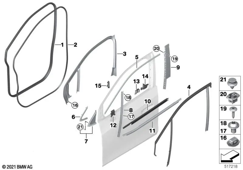 Leiste A-Säule derecha para varios modelos de BMW (OEM 51138496236). Original BMW