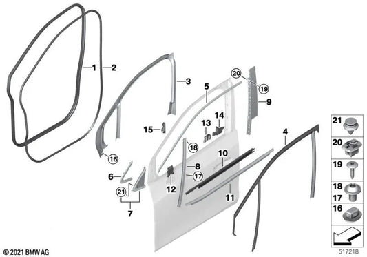 Front Left Door Outer Slot Cover for BMW 2 Series U06 (OEM 51338496303). Original BMW