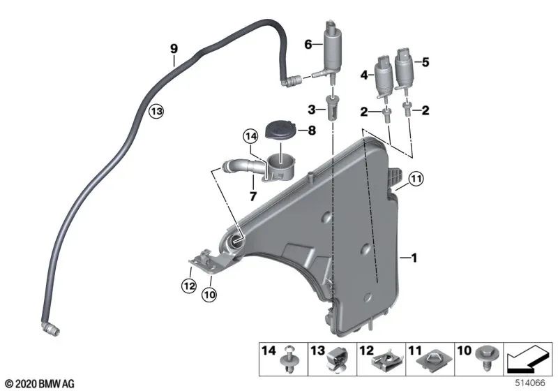 Bomba del sistema de lavado de faros para BMW Serie 2 F22N, F23N X5 F15, F85 X6 F16, F86 (OEM 67637340773). Original BMW