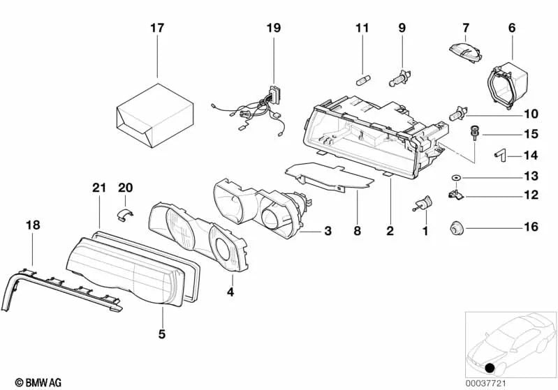 Rechte Linsenhalterung für BMW E38 (OEM 63128381330). Original BMW