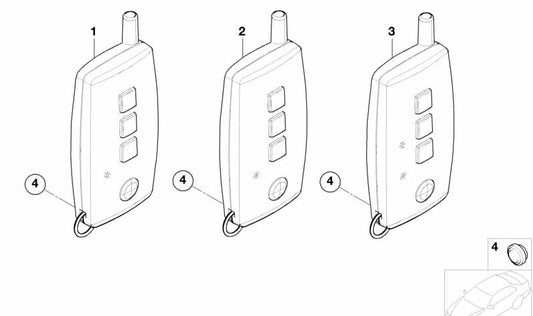 Telestart transmitter battery for BMW 3 Series E90, E91, E92, E93, 5 Series E60, E61, 7 Series E65, E66, X5 E70 (OEM 61316912986). Original BMW