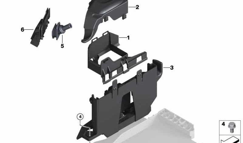 Soporte centralita OEM 12908581370 para BMW F40, F44, F45, F46, F48, F39, F55, F56, F57, F54, F60. Original BMW.