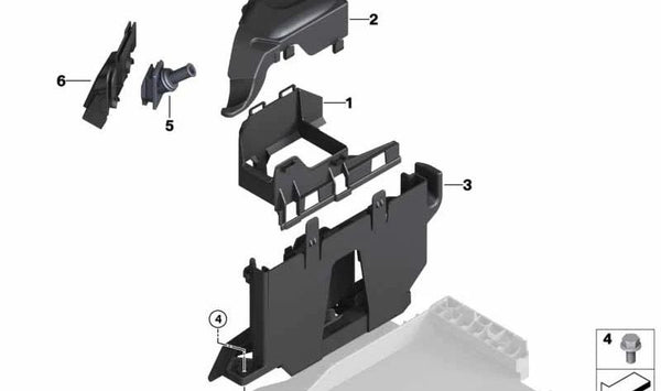 Tapa de caja electrónica (E-Box) OEM 12908617356 para BMW F45, F46, F48, F39. Original BMW.