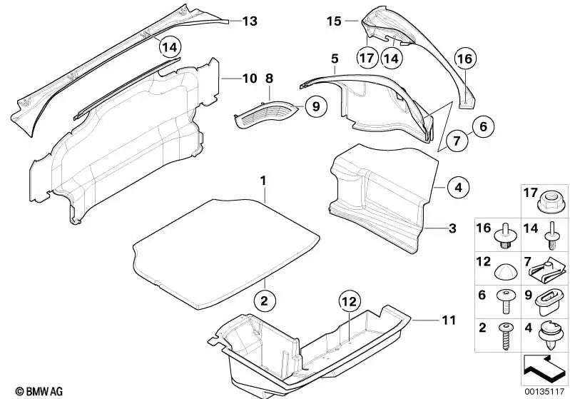 Revestimiento del maletero inferior derecho para BMW Z8 E52 (OEM 51478266984). Original BMW.