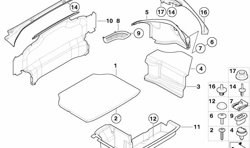 Revestimiento Tabique Maletero para BMW Z8 E52 (OEM 51478234365). Original BMW