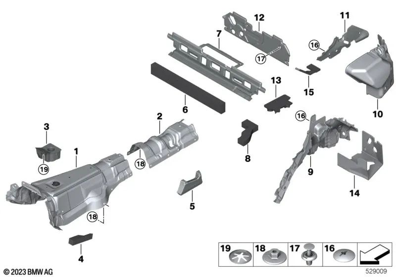 Right exterior trunk sound insulation for BMW X5 F95, G05, G05N (OEM 51477468508). Genuine BMW