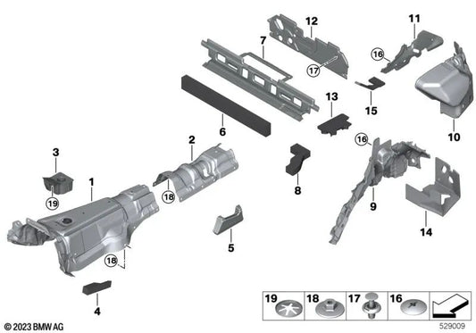 Right trunk sound insulation for BMW F95, G05, G18 (OEM 51477438276). Original BMW.