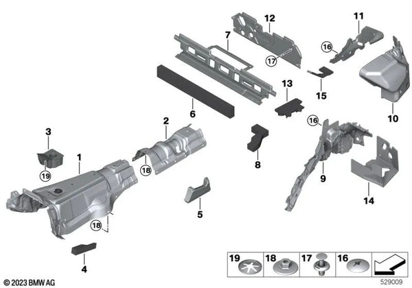 Aislante acústico para BMW F95, G05, G18 (OEM 51477468506). Original BMW.