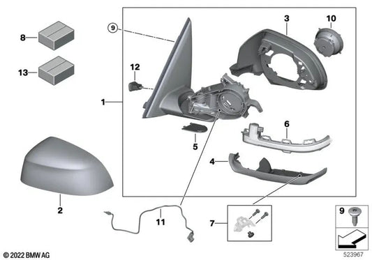 Left Carbon Side Mirror Cover for BMW X3 (G01N), X4 (G02N), X5 (G05), X6 (G06), X7 (G07) ​​(OEM 51168739197). Original BMW.