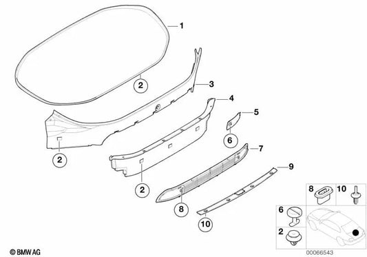 Obere hintere Kofferraumauskleidung für BMW Z8 E52 (OEM 51478266985). Original BMW