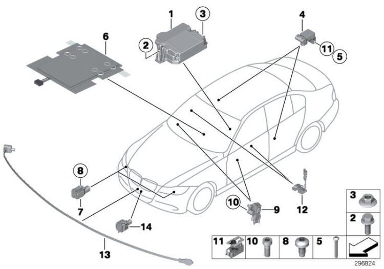 Estera Sensor Identif.asiento Acompan. Original Bmw. Para Bmw E90 E91 E92. Original Recambios