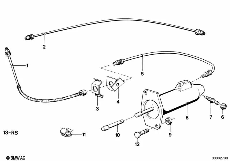 Kupplungsnehmerzylinder für BMW E21, E30, E12, E28, E24, E23 (OEM 21521157212). Original BMW.