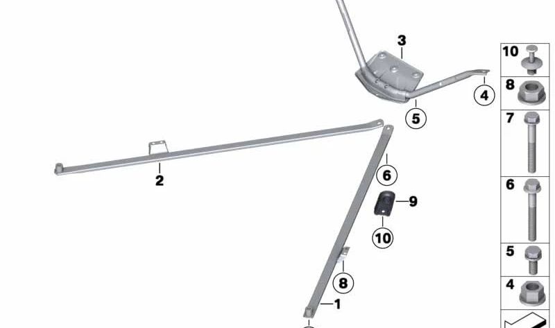 Barra de torsión trasera derecha para BMW Serie 5 F07, F11 (OEM 51617192624). Original BMW.