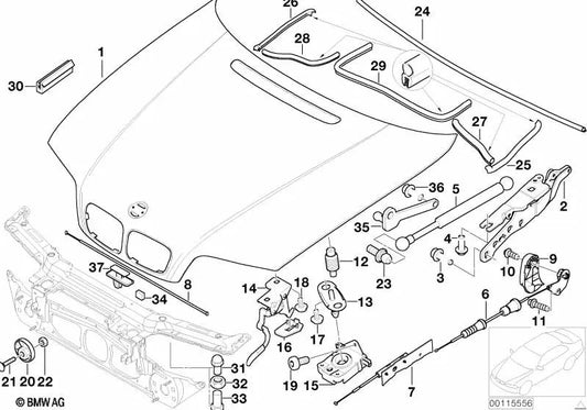 Soporte amortiguador de gas derecho para BMW E46 (OEM 41617895766). Original BMW