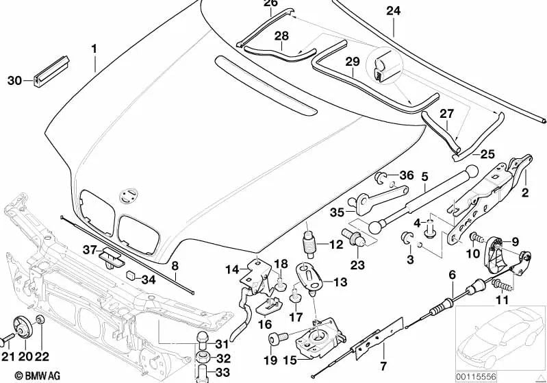 Cable Bowden lateral para BMW Serie 3 E46 (OEM 51238218859). Original BMW