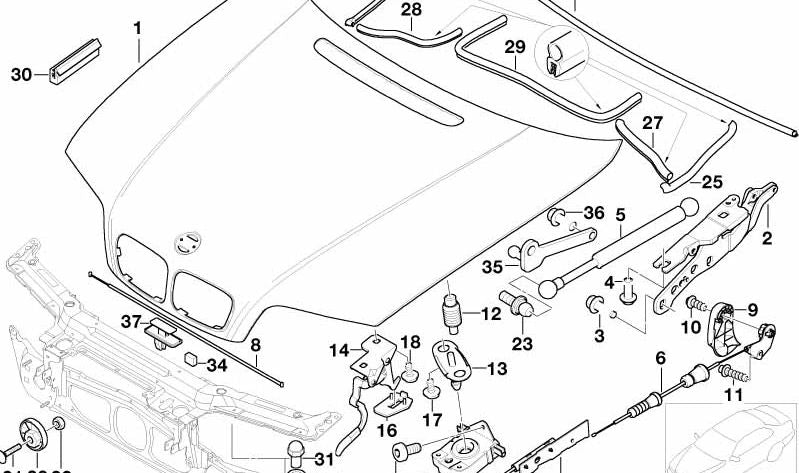 Gancho de retención para BMW E46 (OEM 51238213029). Original BMW