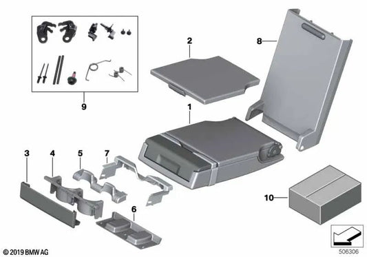 Inserto del Portavasos para BMW Serie 5 F10, F11, F18, G31, Serie 6 F06, G32 (OEM 52207277719). Original BMW