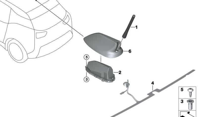 OEM ceiling antenna 65209253992 for BMW I3 (I01). Original BMW.