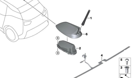 Antenna del soffitto OEM 65209253992 per BMW I3 (I01). BMW originale.