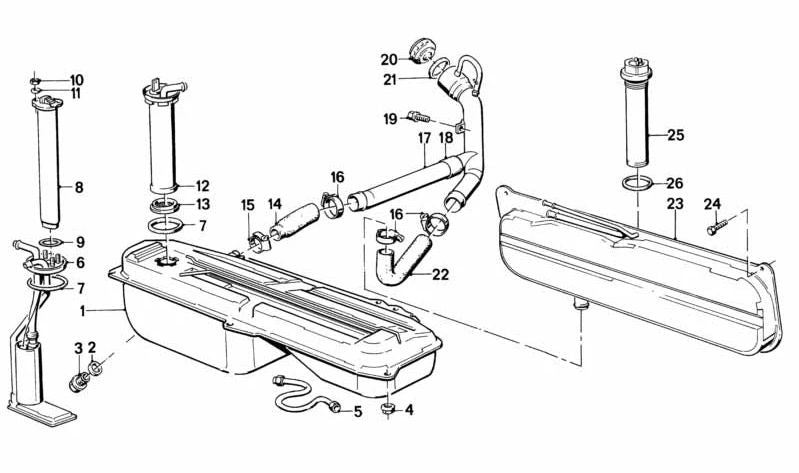 Dispositivo de aspiración con bomba para BMW Serie 3 E30 (OEM 16141180233). Original BMW