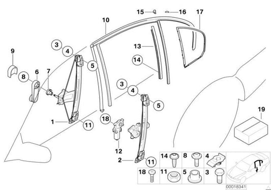 Elevalunas Trasero Para Bmw Serie 3 Berlina O Touring E46. Original Recambios