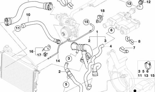 Supporto del tubo OEM 11727785370 per BMW 7 Series (E38) e Z4 (E89). BMW originale.