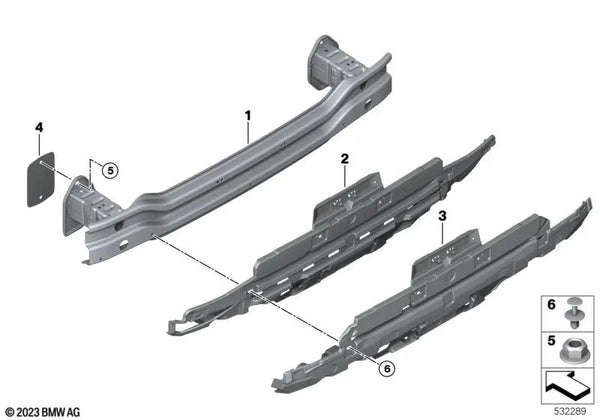 Adaptador Soporte Parachoques Trasero para BMW Serie 5 G60 (OEM 51128084702). Original BMW