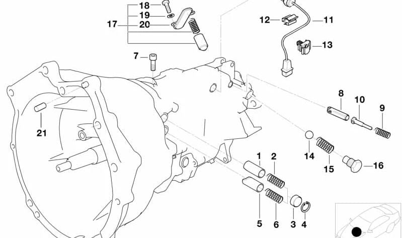 Pasador de bloqueo OEM 23317501584 para BMW E36, E46, E39, E52. Original BMW.