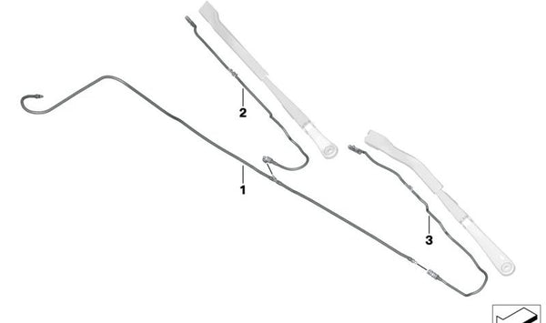 Tubería del Sistema de Lavado de Parabrisas para BMW Serie 2 G42, G87, Serie 3 G20, G21, G28, G80, G81, Serie 4 G22, G23, G26, G82, G83 (OEM 61667427887). Original BMW