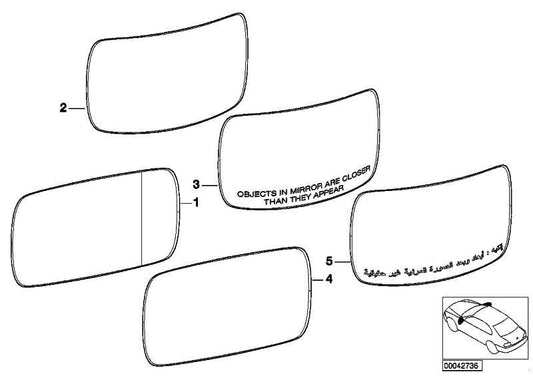 Cristal Retrovisor Calefactable Gran Angular Para Bmw E60 E61 E63 E64. Original Recambios