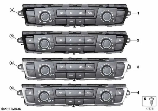 Air Conditioning Control Panel for BMW F22, F23, F30, F31, F34, F35, F32, F33, F36 (OEM 64119287345). Original BMW