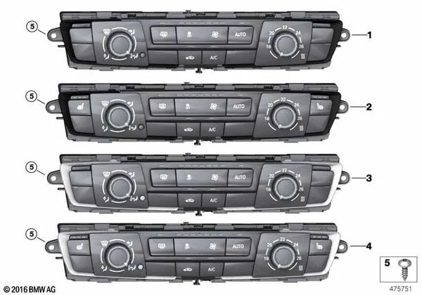 Unidad de control del aire acondicionado para BMW F20N, F21N Serie 1 F22, F23 Serie 2 F30, F31, F34, F35 Serie 3 F32, F33, F36 Serie 4 (OEM 64119384049). Original BMW